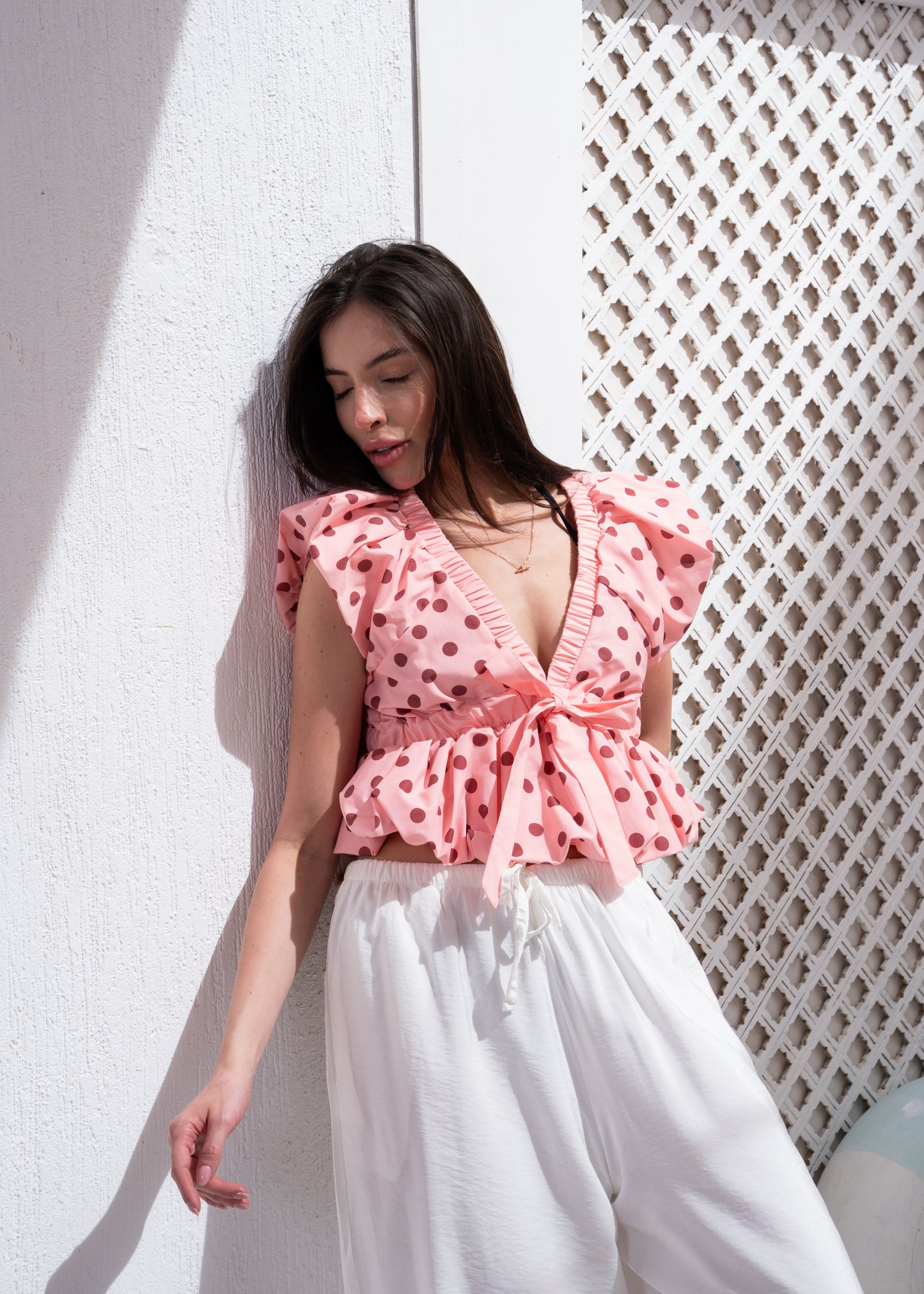 cropped Polka dots blouse