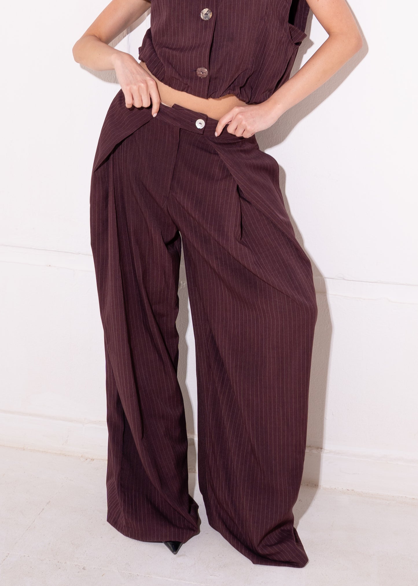 stripe set with cropped waistcoat