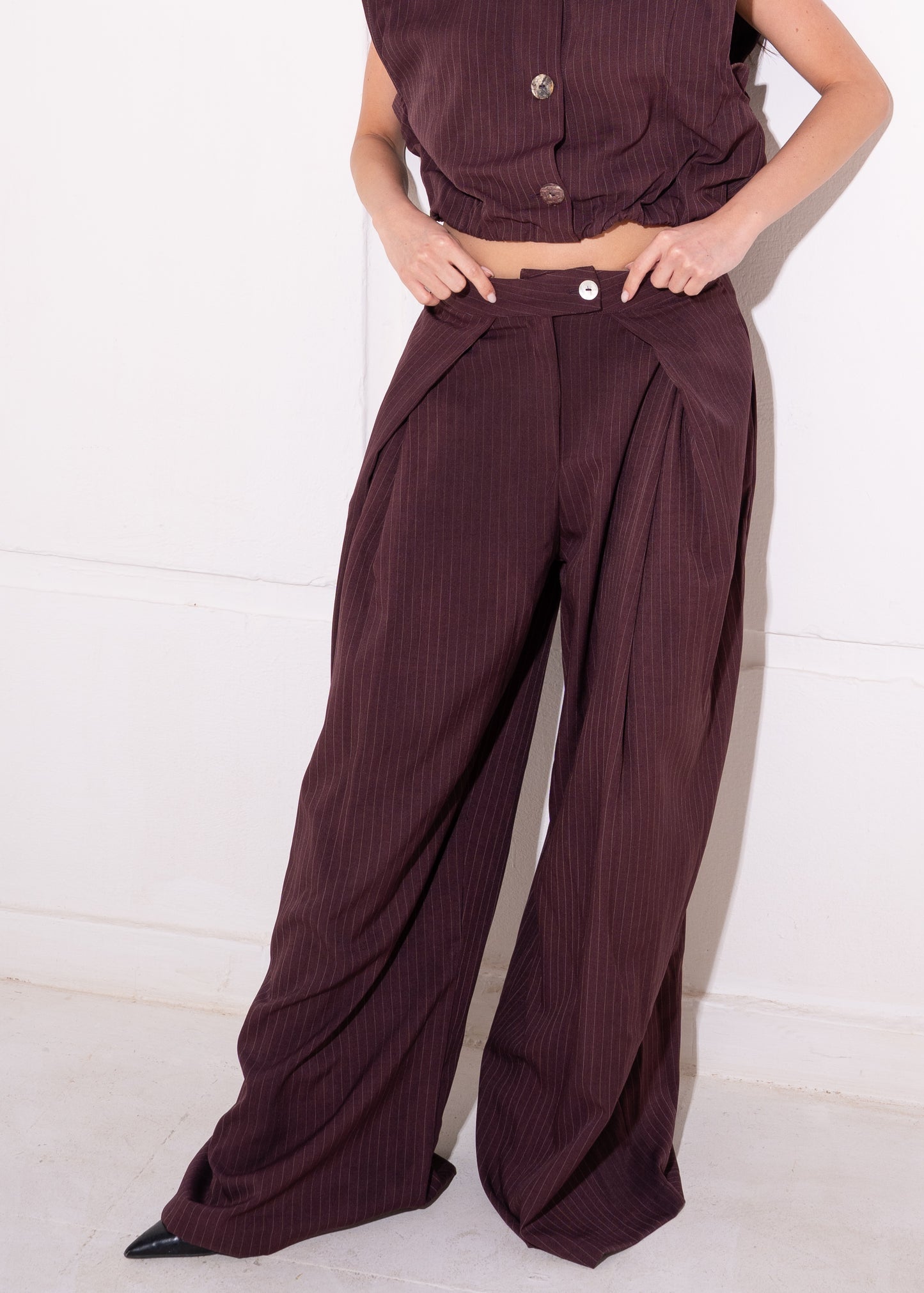 stripe set with cropped waistcoat