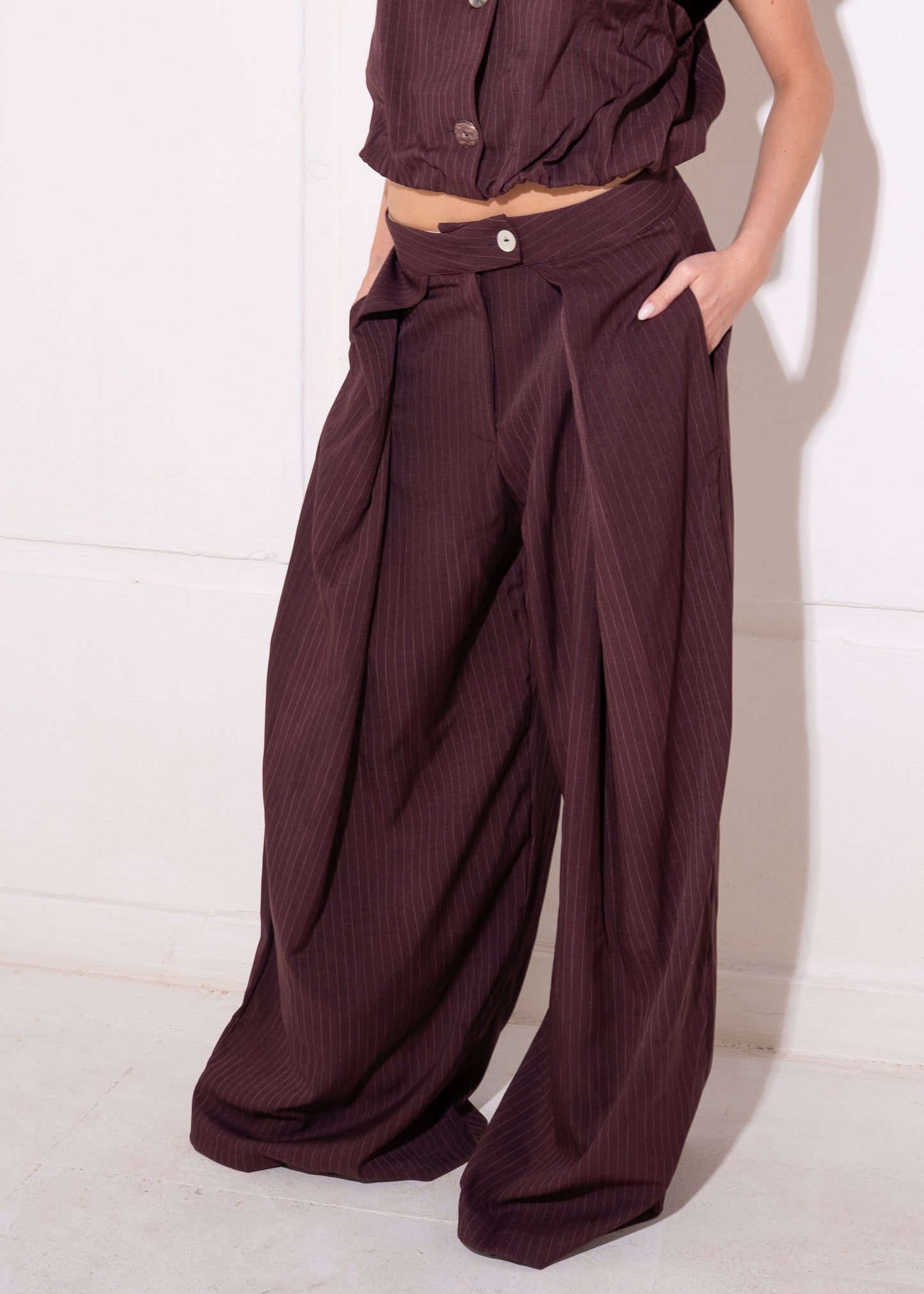stripe set with cropped waistcoat
