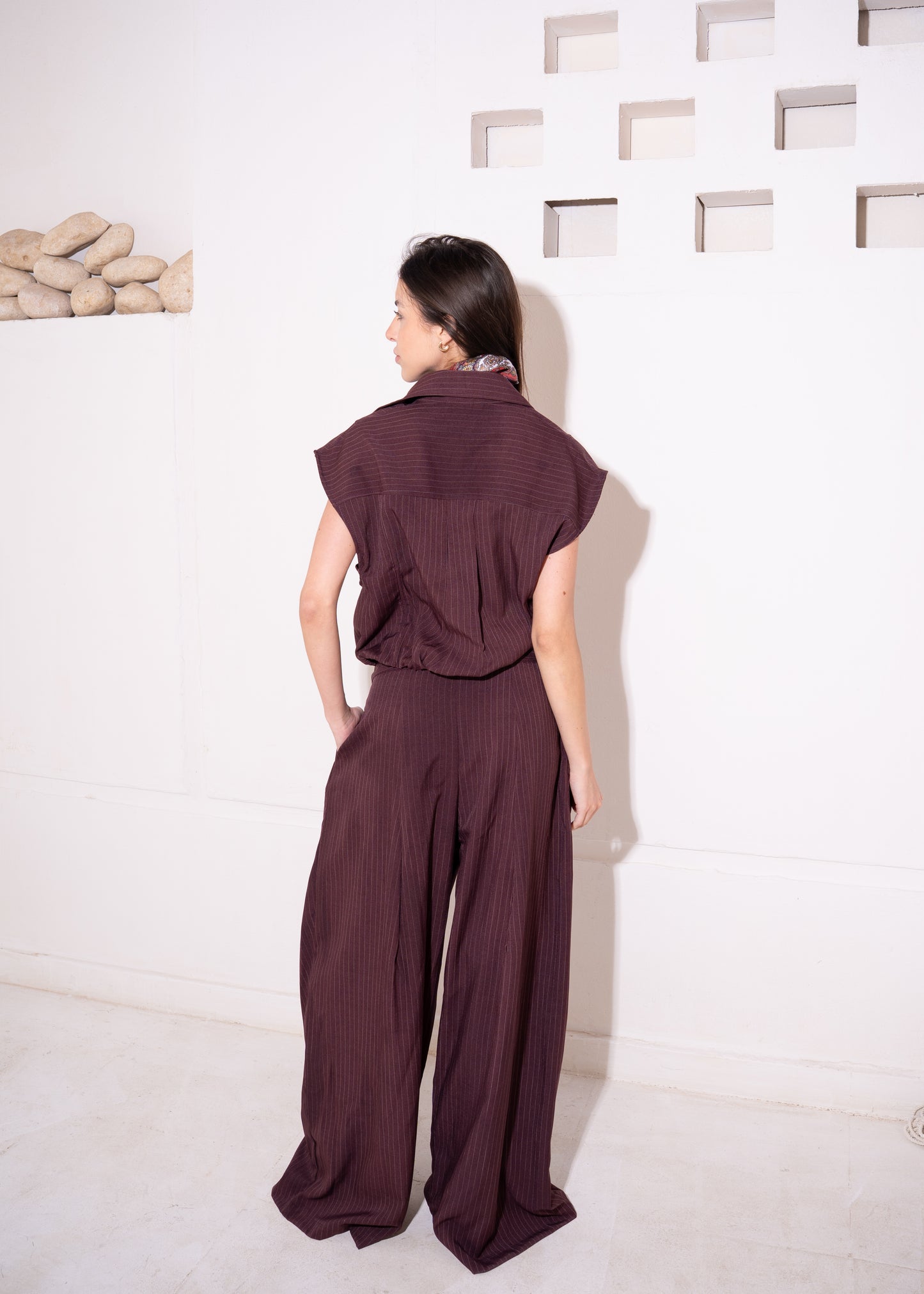 stripe set with cropped waistcoat