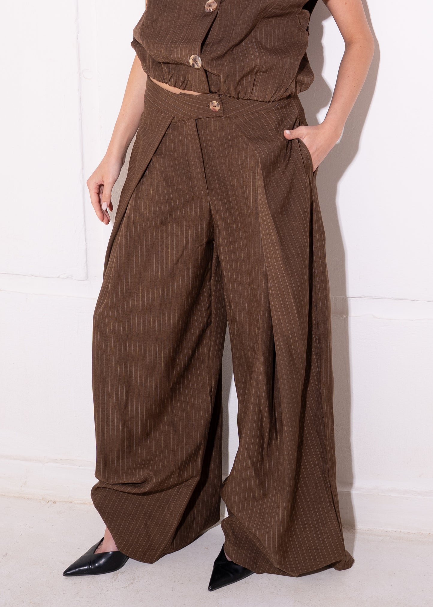 stripe set with cropped waistcoat