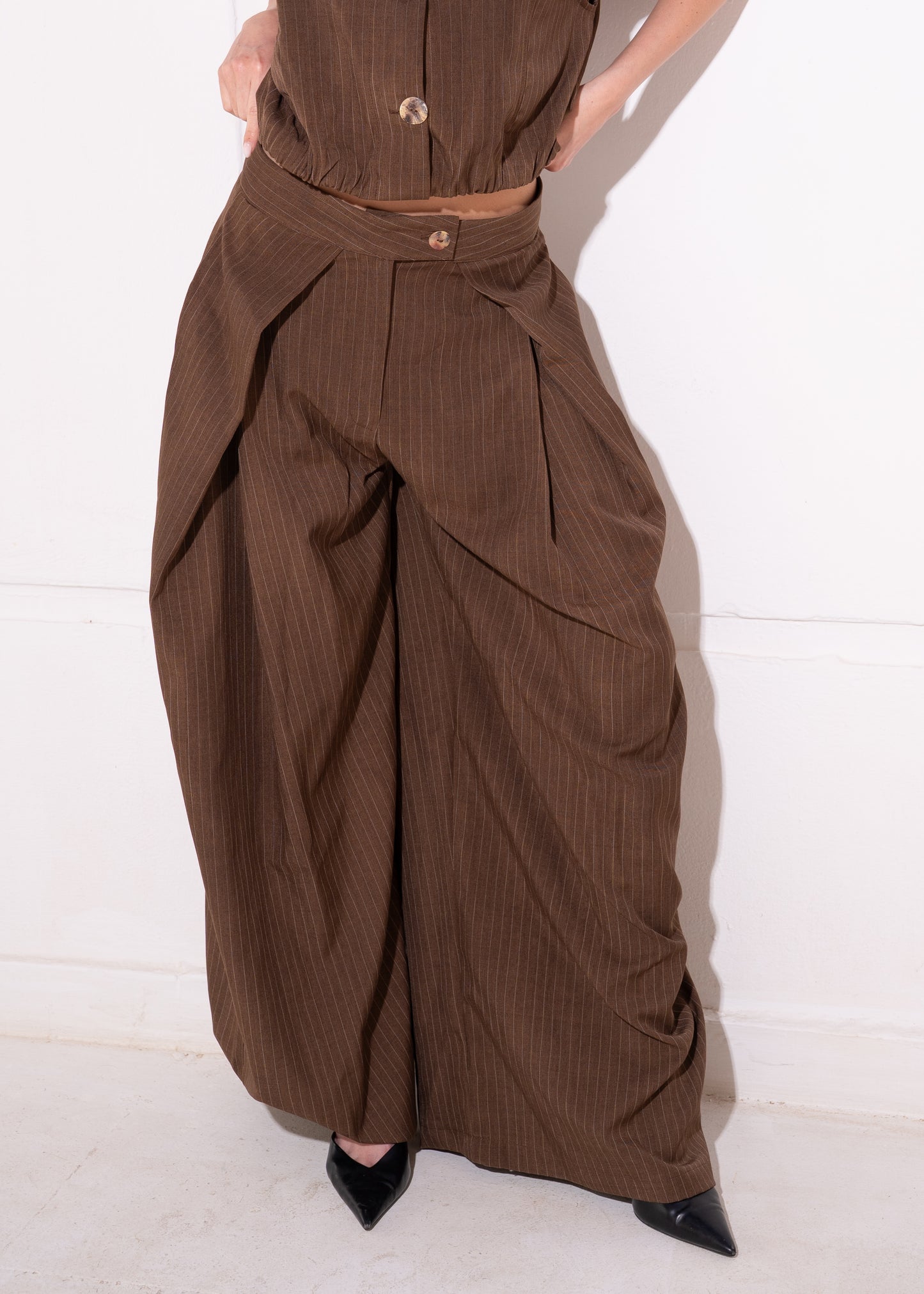 stripe set with cropped waistcoat