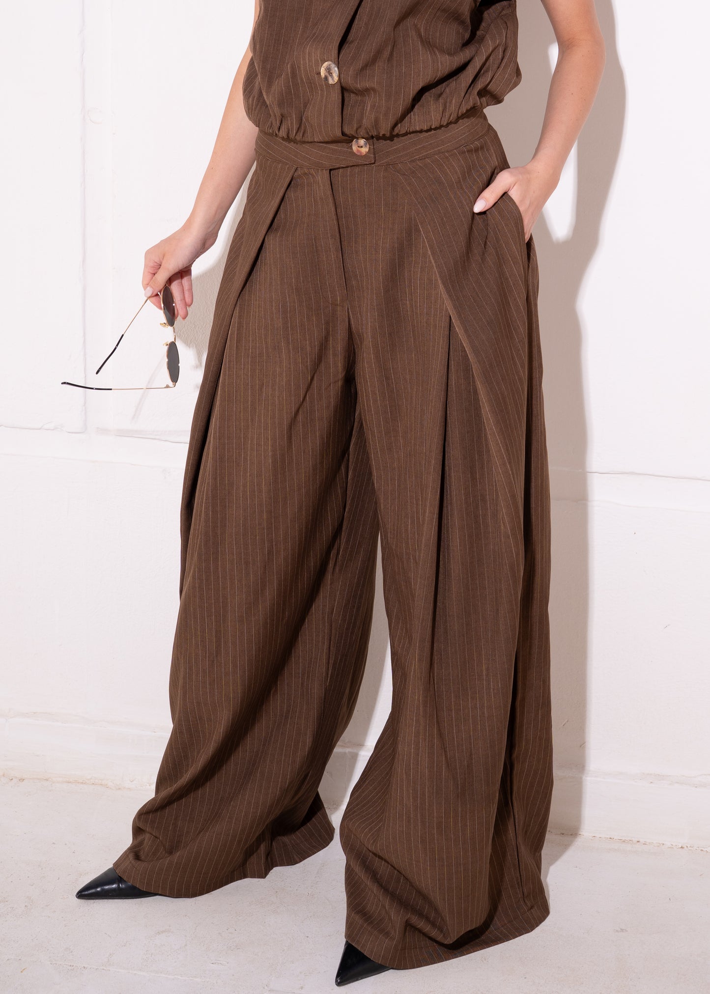 stripe set with cropped waistcoat
