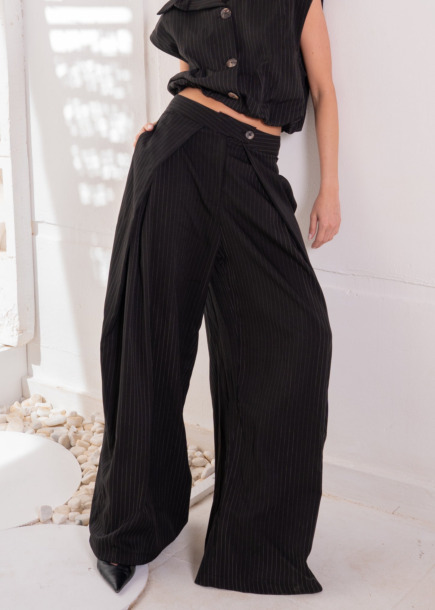 stripe set with cropped waistcoat