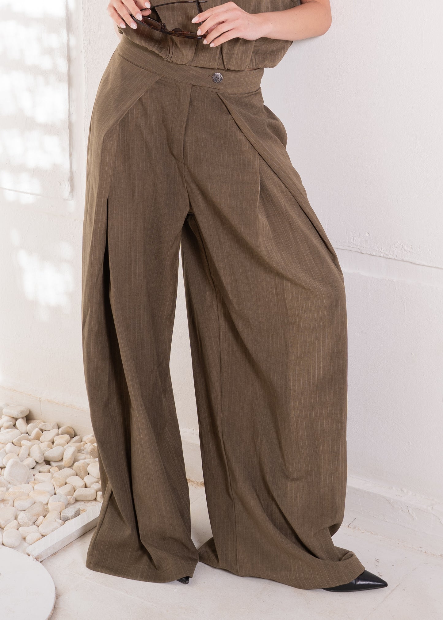 stripe set with cropped waistcoat