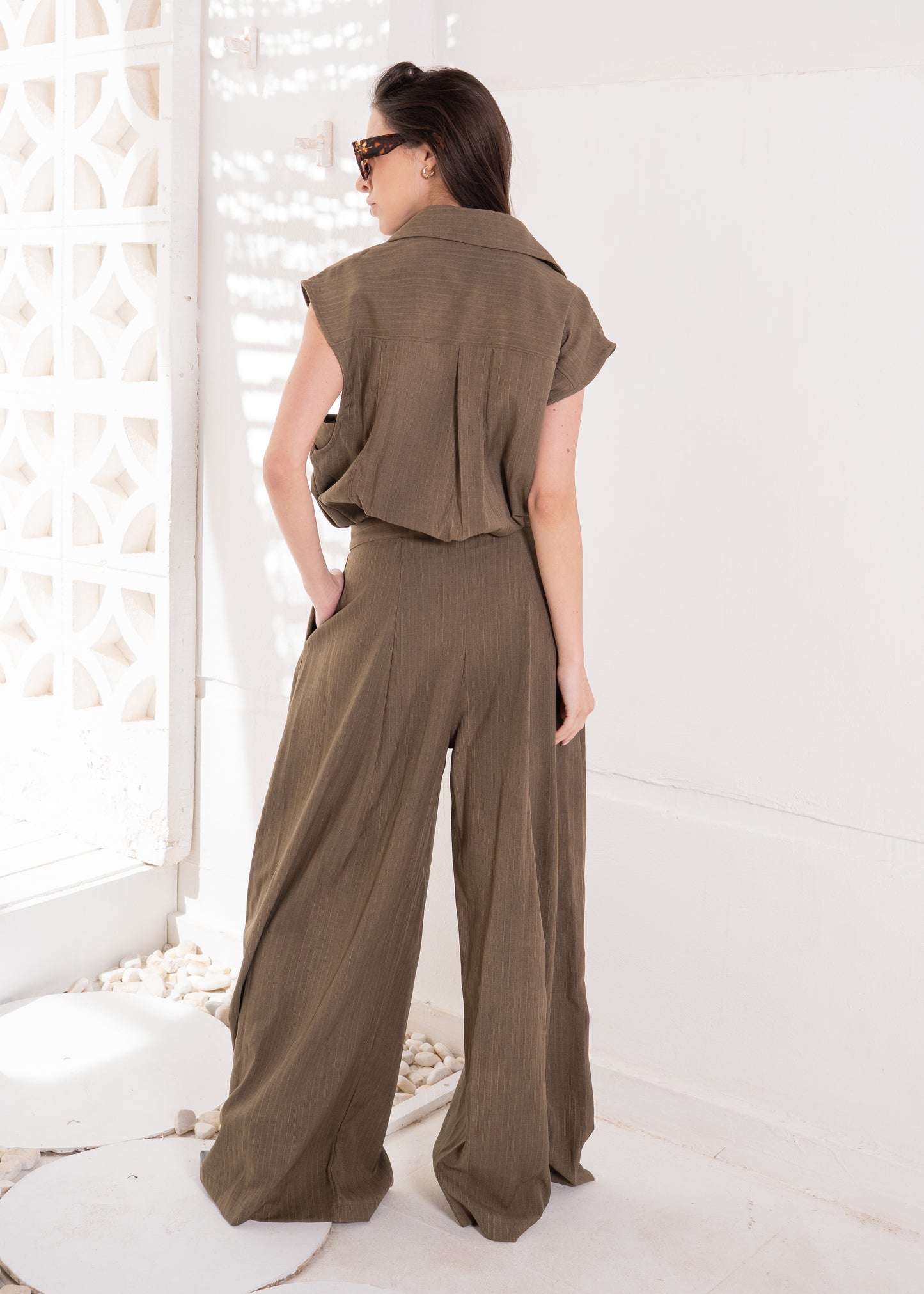 stripe set with cropped waistcoat