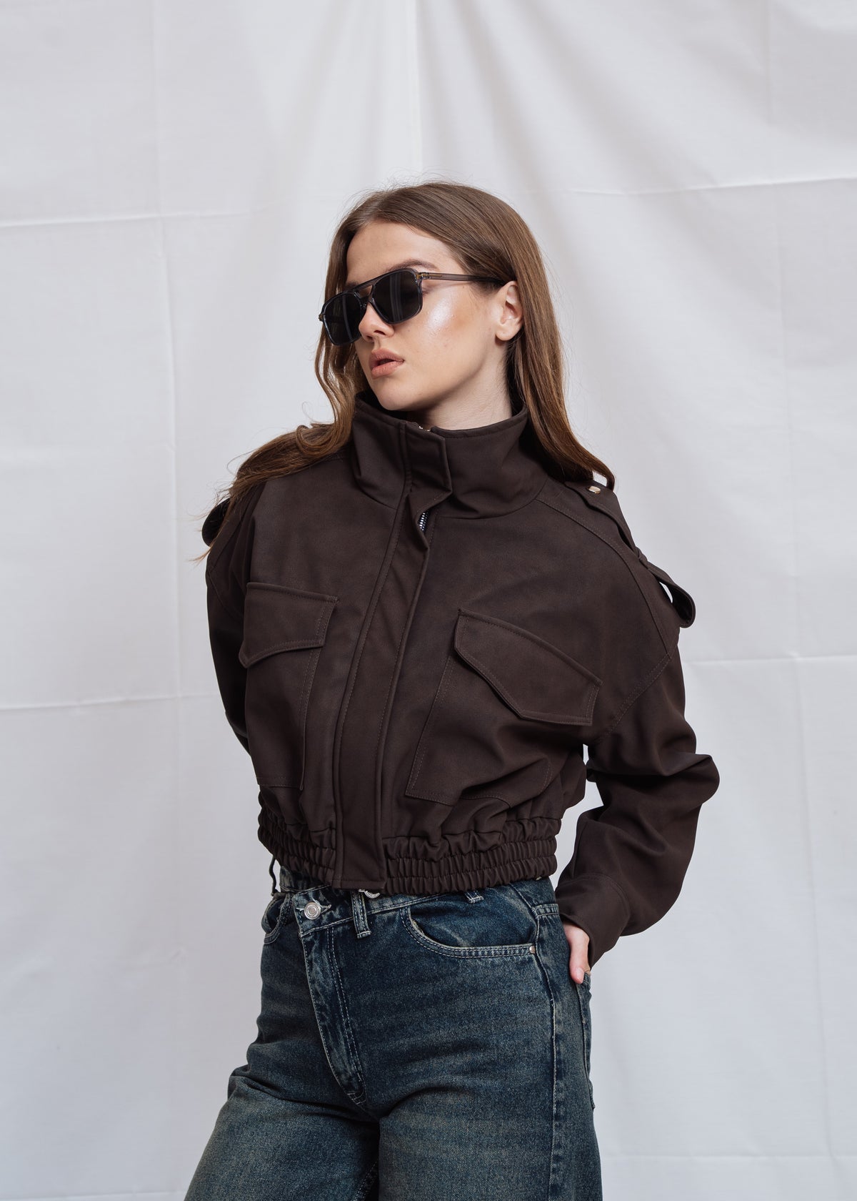 Cropped Jacket With Front Pocket