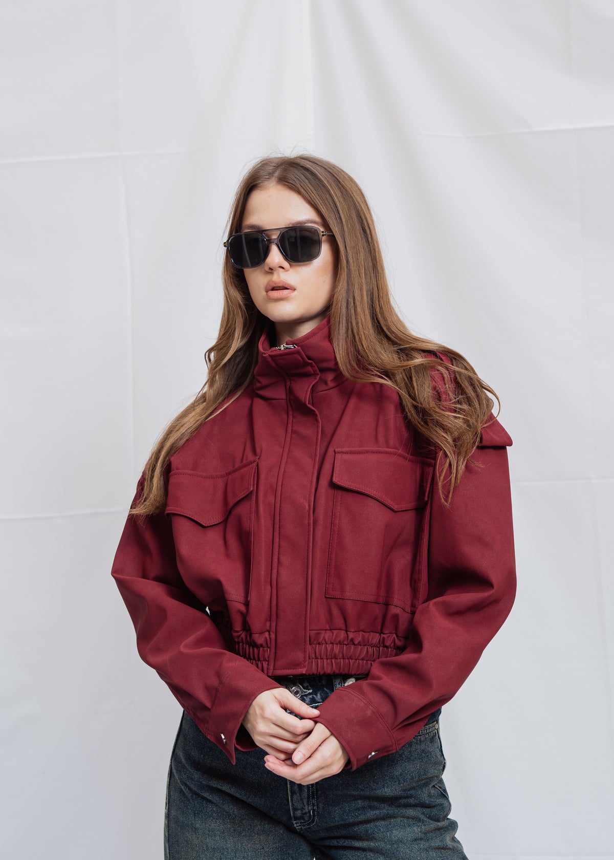 Cropped Jacket With Front Pocket