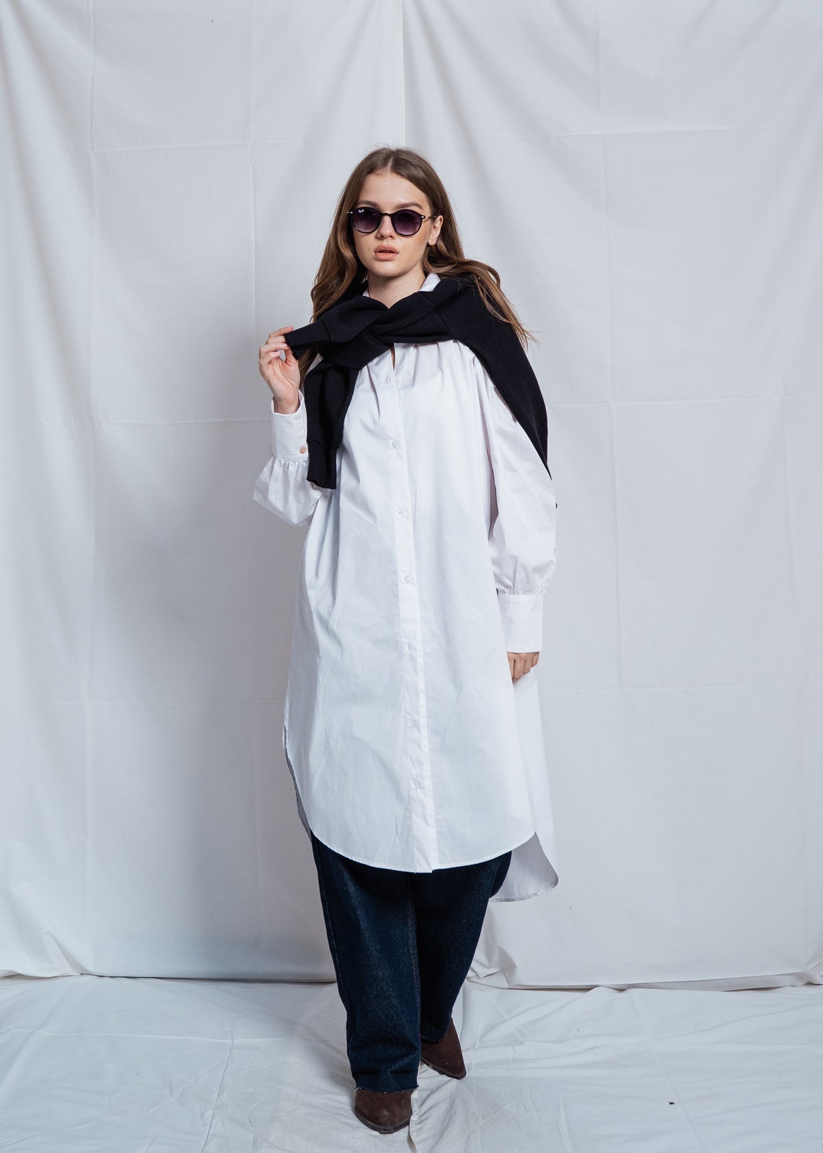 Long Basic Poplin Shirt