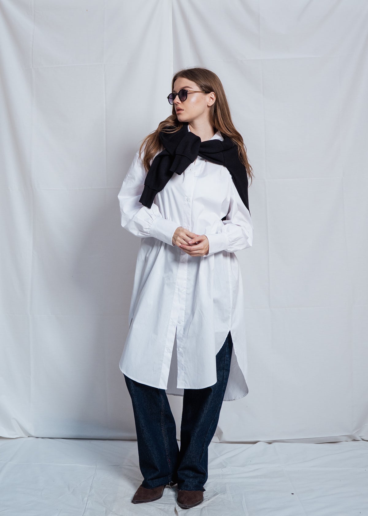 Long Basic Poplin Shirt