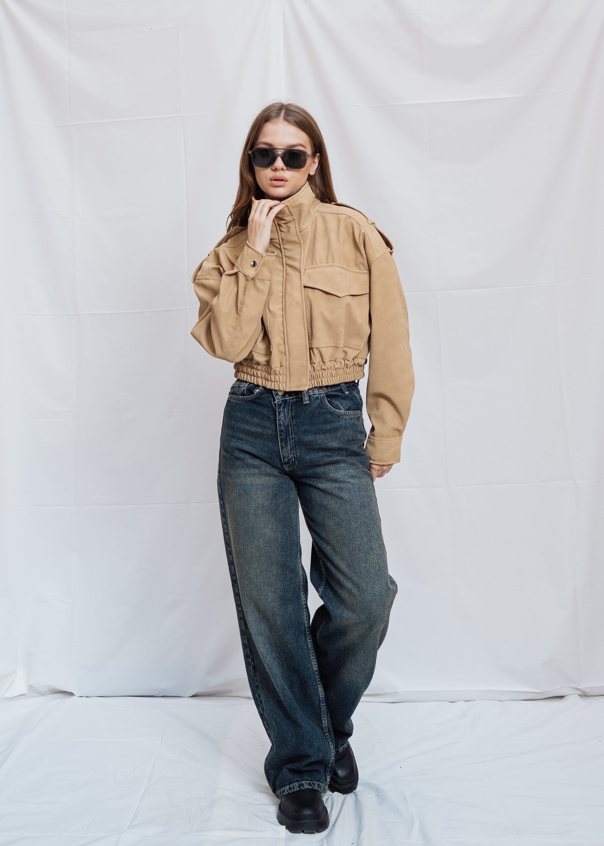 Cropped Jacket With Front Pocket