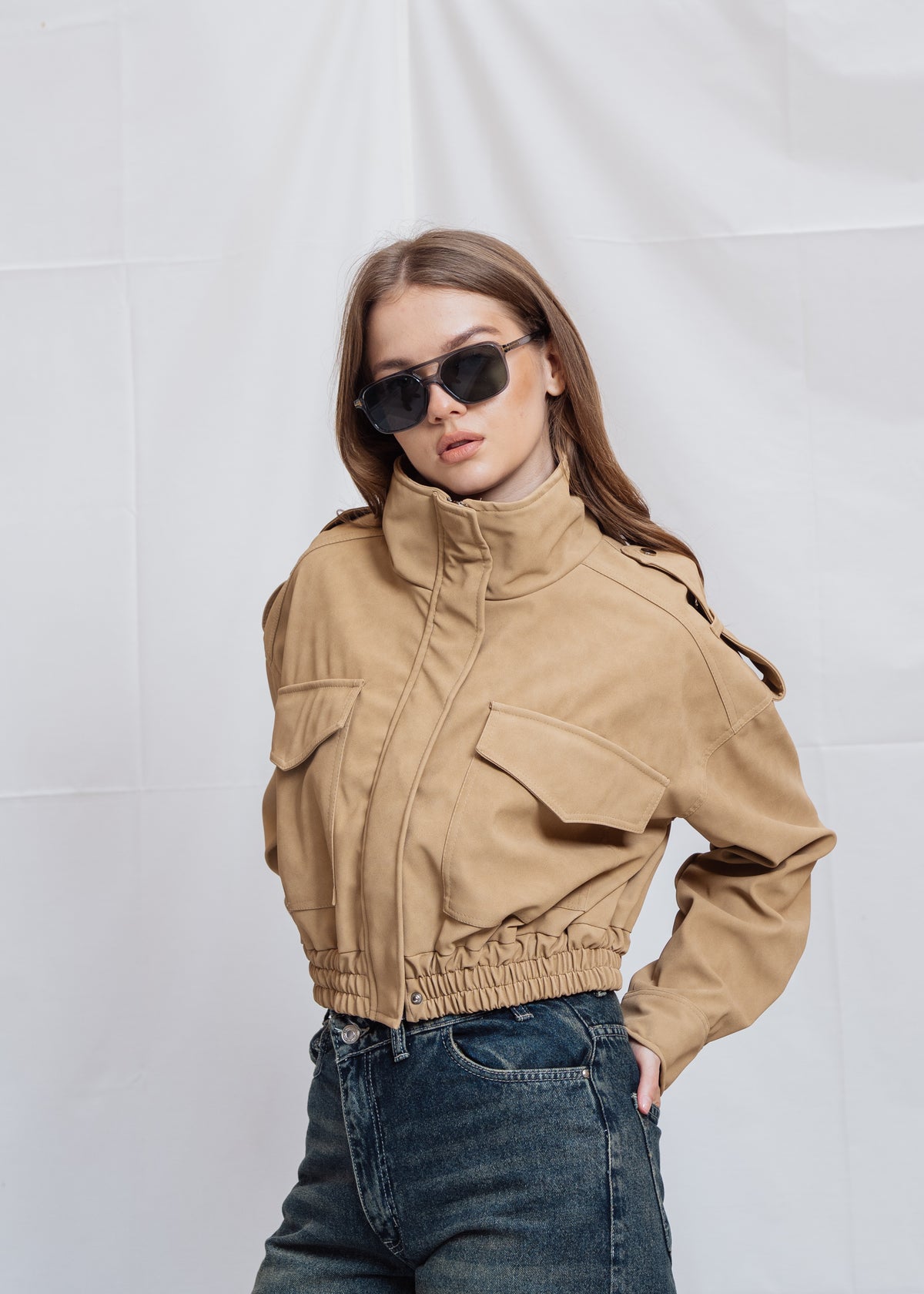 Cropped Jacket With Front Pocket