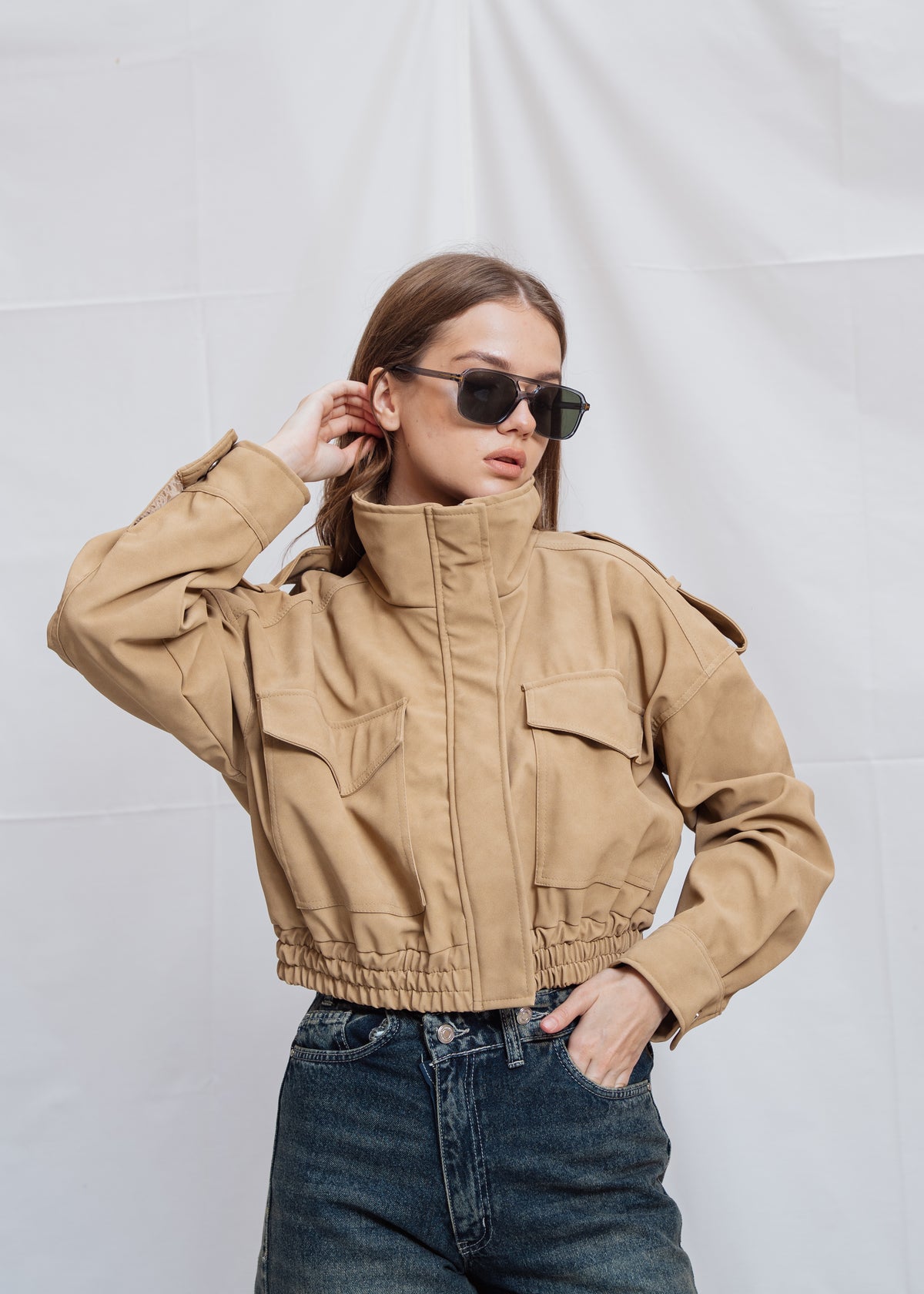 Cropped Jacket With Front Pocket