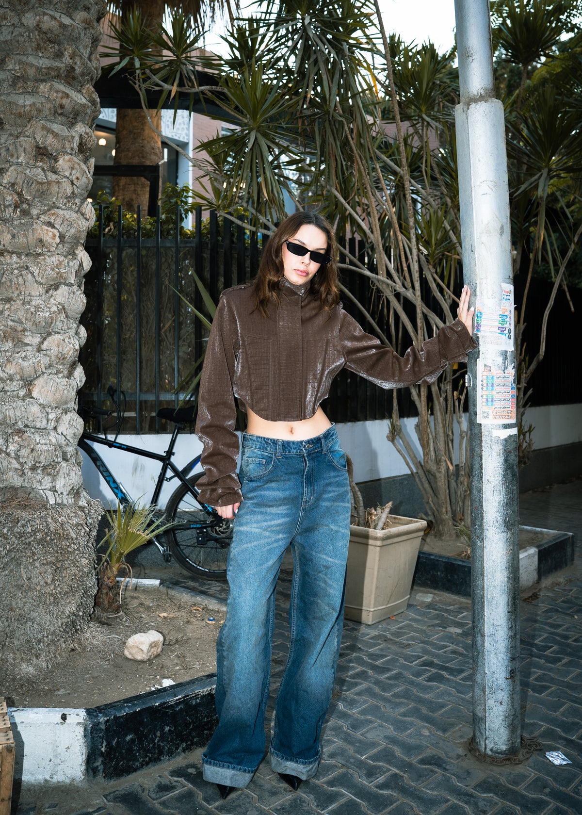 Corset Leather Jacket - Brown