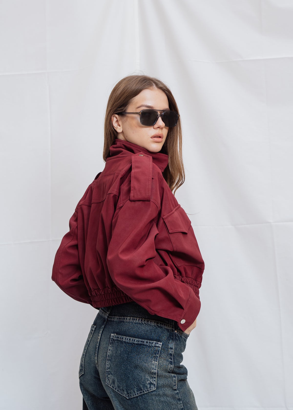 Cropped Jacket With Front Pocket