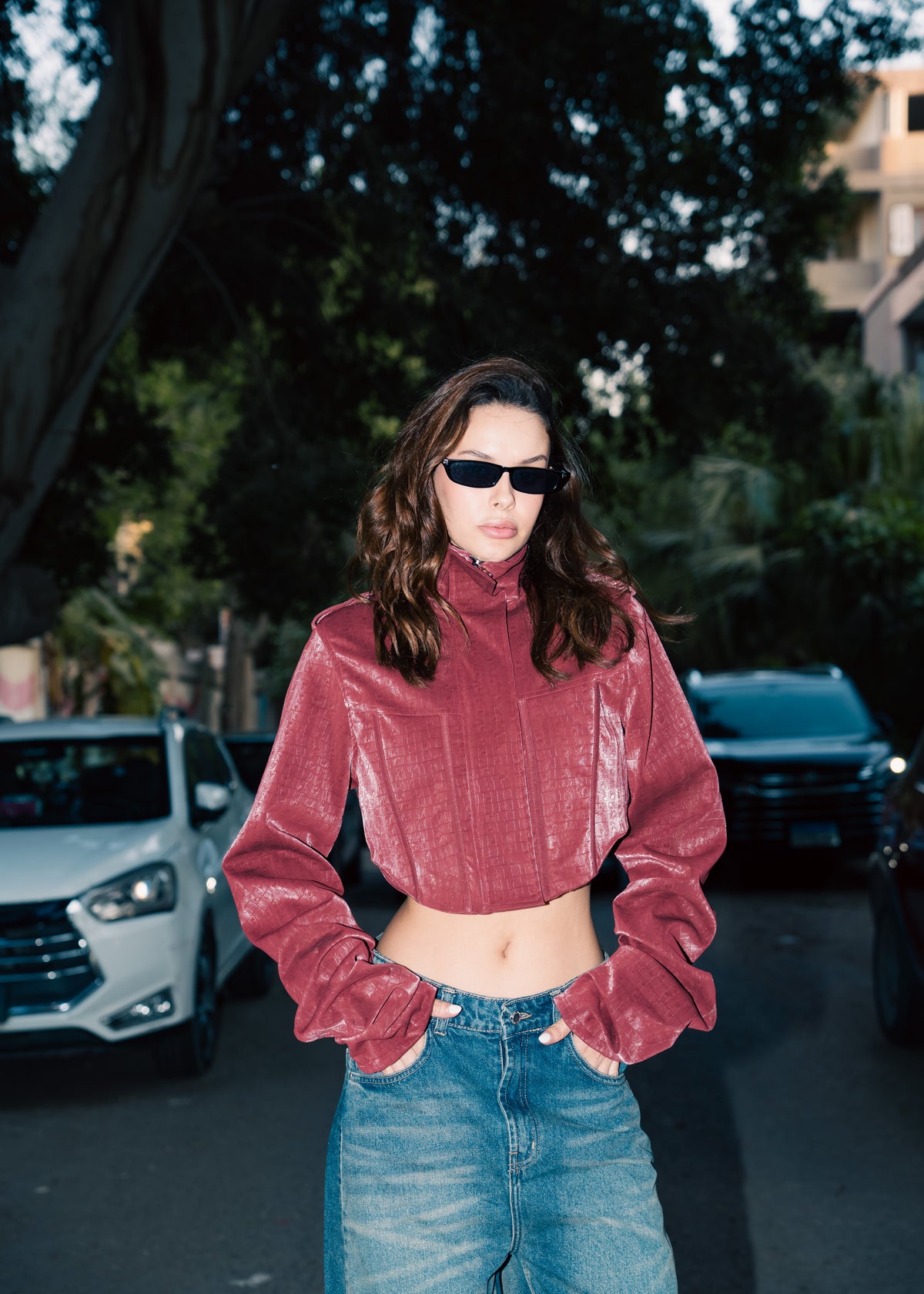 Corset Leather Jacket - Burgundy